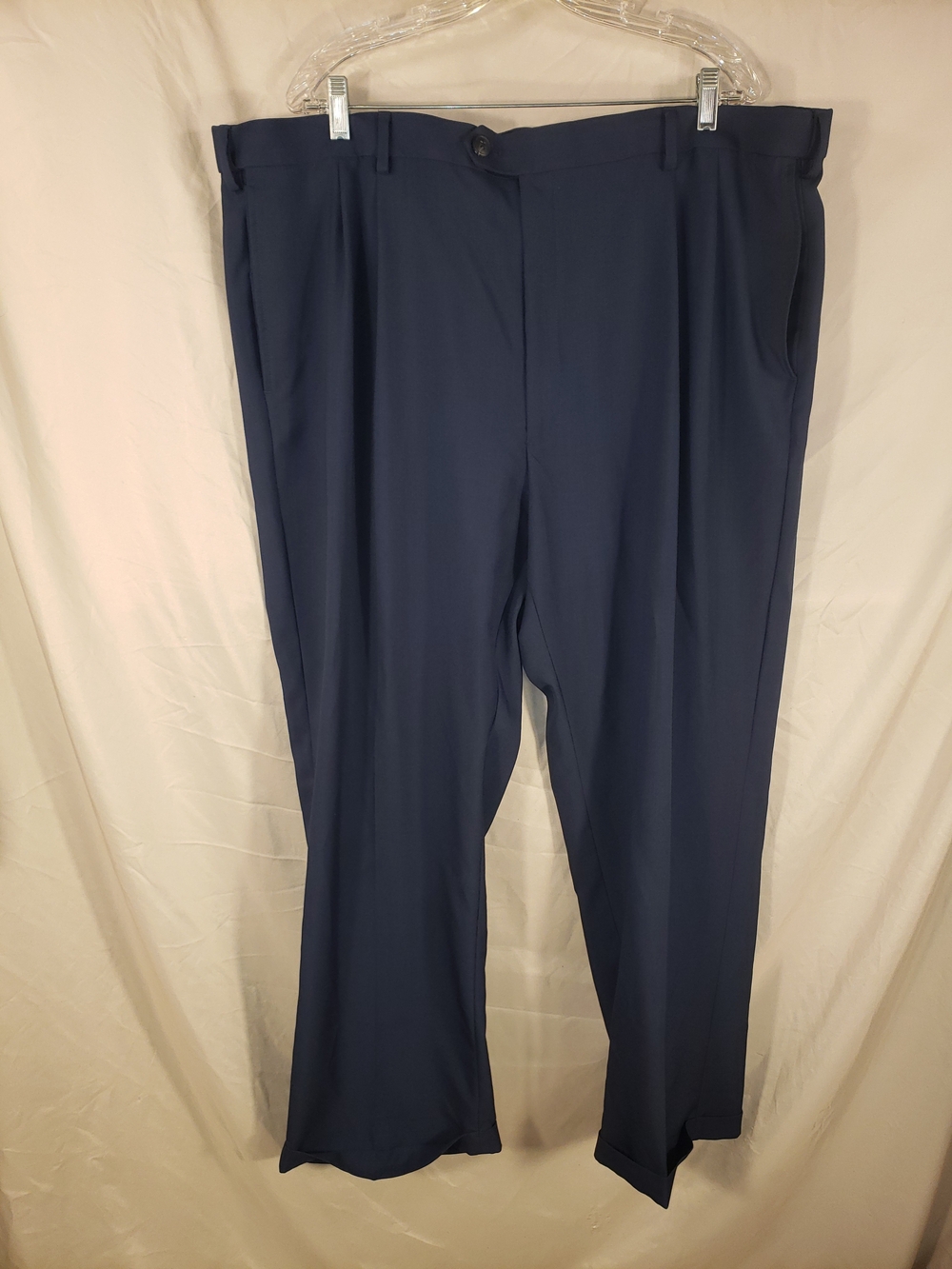 Haggar Navy Flat-Front Dress Pants - 44Wx30L